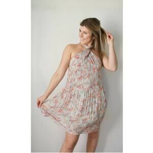 NWT‎ RD Style Hannie Cross Over Halter Dress - Neutral Green Floral Size Small